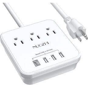 Cruise Essentials، شريط طاقة بطول 6 أقدام مع 3 منافذ و4 منافذ USB (1 USB C)، واقي غير متصاعد لسفن الرحلات البحرية، والسفر، والمكتب المنزلي، ومدرج ETL، أبيض
