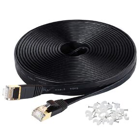MATEIN Cat7 Ethernet Cable, 50 Ft Network Cable Fit for Xbox PS4, High Speed Flat Internet Cord Compatible with Clips Rj45 Connector Computer LAN Wire Fit for Gaming, Ethernet Switch, Router, Coupler