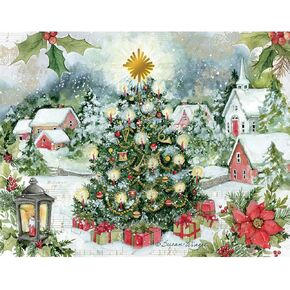 LANG Pine Forest Boxed Christmas Cards, Artwork by Sam Timm, 18 Cards & 19 Envelopes, 5.375" x 6.875", Exclusive LANG Artwork by Sam Timm for LANG, Glitter Embellishment (1004866)