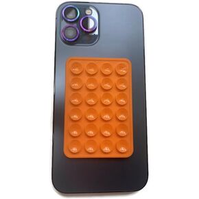 2 Pack Silicone Suction Phone Mount, Reusable Non-Slip Sticky Holder for iPhone & Android – Multi-Surface Stand for Mirrors, Car, Desk, Videos & Selfies (Orange)