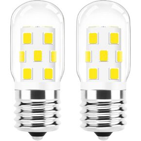E17 LED Bulb Dimmable, 30W-40W Incandescent Equivalent, Daylight White 6000K, Fit for LG Whirlpool Frigidaire Kenmore GE Over The Range Microwave, 125V 3W 360LM, Repalces 6912W1Z004B, 8206232A, 2Pcs