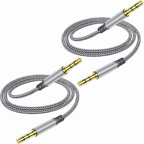 3.5mm Nylon Braided Aux Cable (3.3ft/1m) - Male to Male Audio Auxiliary Cord for Headphones, Car, Home Stereos, Speaker, iPhone, iPad, iPod, Echo - Gray (3.3FT) in Saudi Arabia