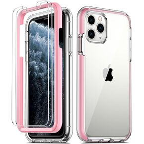 COOLQO Compatible with iPhone 11 Phone Case, with [Tempered Glass Screen Protector] for iPhone 11 Case [Hard PC+Soft TPU] Military Grade Drop Protection Shockproof Bumper Cover for iPhone 11, Clear