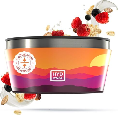 HYDAWAY 1-Quart Collapsible Insulated Bowl with Lid | BPA-Free, Leak-Resistant, Space-Saving Camp Bowl - Ideal for Hiking, Travel & Outdoor Meals in Kuwait