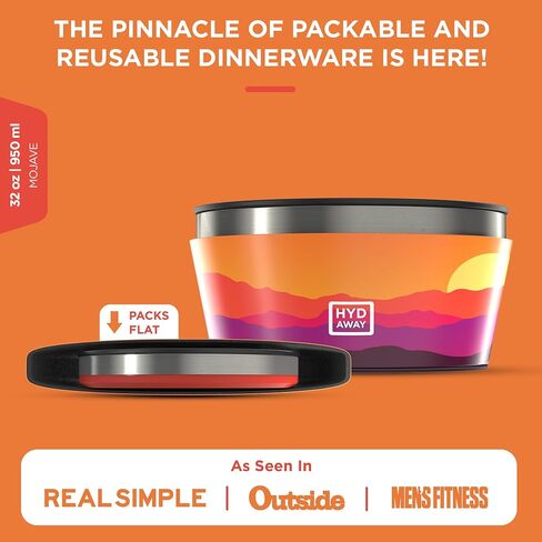 HYDAWAY 1-Quart Collapsible Insulated Bowl with Lid | BPA-Free, Leak-Resistant, Space-Saving Camp Bowl - Ideal for Hiking, Travel & Outdoor Meals in Kuwait