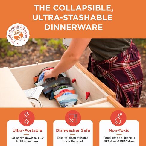 HYDAWAY 1-Quart Collapsible Insulated Bowl with Lid | BPA-Free, Leak-Resistant, Space-Saving Camp Bowl - Ideal for Hiking, Travel & Outdoor Meals in Kuwait