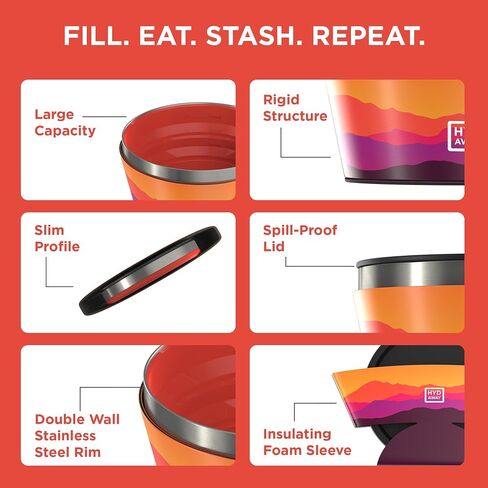 HYDAWAY 1-Quart Collapsible Insulated Bowl with Lid | BPA-Free, Leak-Resistant, Space-Saving Camp Bowl - Ideal for Hiking, Travel & Outdoor Meals in Kuwait