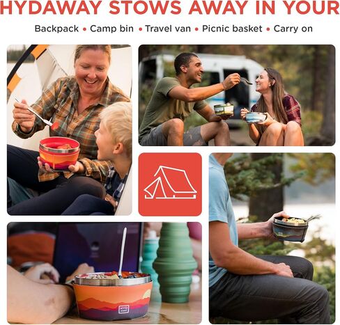 HYDAWAY 1-Quart Collapsible Insulated Bowl with Lid | BPA-Free, Leak-Resistant, Space-Saving Camp Bowl - Ideal for Hiking, Travel & Outdoor Meals in Kuwait