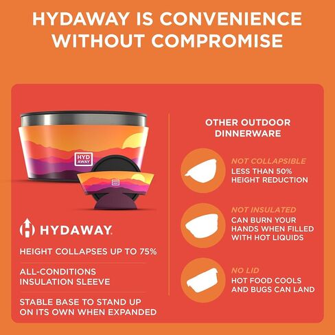 HYDAWAY 1-Quart Collapsible Insulated Bowl with Lid | BPA-Free, Leak-Resistant, Space-Saving Camp Bowl - Ideal for Hiking, Travel & Outdoor Meals in Kuwait