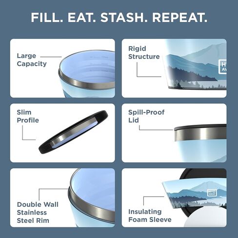 وعاء معزول قابل للطي مع غطاء من HYDAWAY - 1 لتر (950 مل)، أوعية كبيرة قابلة للطي من السيليكون للتخييم والمركبات الترفيهية والسفر، وعاء ماء محمول للكلاب، يمكن طيه حتى 2.54 سم، مقاوم للانسكاب وحافة فولاذية in Kuwait