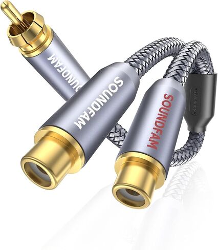 RCA Y Splitter RCA/Phono Splitter Cable 1 Male to 2 Female Gold-Plated Plug RCA Splitter Stereo Y Adapter for Subwoofer, TV, CD Player, Home Theater-Grey(1Feet/30cm) in Saudi Arabia