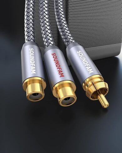 RCA Y Splitter RCA/Phono Splitter Cable 1 Male to 2 Female Gold-Plated Plug RCA Splitter Stereo Y Adapter for Subwoofer, TV, CD Player, Home Theater-Grey(1Feet/30cm) in Saudi Arabia