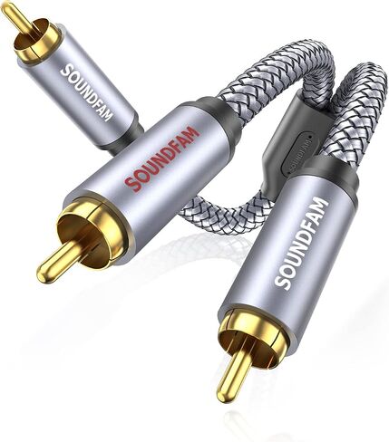 RCA Y Splitter 1 Female to 2 Male RCA/Phono Splitter Cable Stereo Y Adapter Gold-Plated Plug for Subwoofer, TV, CD Player, Home Theater-Grey(1Feet/30cm) in Saudi Arabia