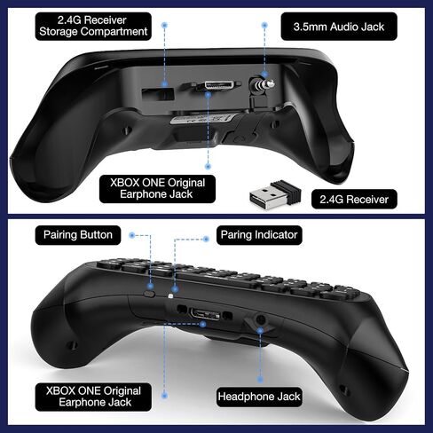 لوحة مفاتيح MoKo RGB بإضاءة خلفية لوحدة تحكم Xbox One، وXbox Series X/S، ولوحة مفاتيح لوحة الدردشة اللاسلكية مع جهاز استقبال 2.4G، وملحقات Xbox لجهاز Xbox One S/Elite in Kuwait