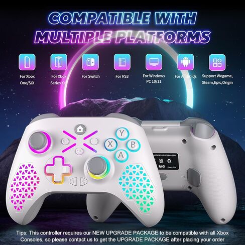 Gamrombo 【وحدة تحكم لاسلكية مطورة مع استبدال ضوء RGB لوحدة تحكم Xbox، وXbox One Series X|S، وأجهزة الكمبيوتر التي تعمل بنظام Windows 10/11، مع 8 أوضاع إضاءة RGB/Marco/Dual Vibration/Turbo in Kuwait