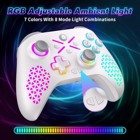 Gamrombo 【وحدة تحكم لاسلكية مطورة مع استبدال ضوء RGB لوحدة تحكم Xbox، وXbox One Series X|S، وأجهزة الكمبيوتر التي تعمل بنظام Windows 10/11، مع 8 أوضاع إضاءة RGB/Marco/Dual Vibration/Turbo in Kuwait