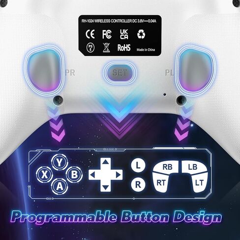 Gamrombo 【وحدة تحكم لاسلكية مطورة مع استبدال ضوء RGB لوحدة تحكم Xbox، وXbox One Series X|S، وأجهزة الكمبيوتر التي تعمل بنظام Windows 10/11، مع 8 أوضاع إضاءة RGB/Marco/Dual Vibration/Turbo in Kuwait