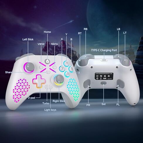 Gamrombo 【وحدة تحكم لاسلكية مطورة مع استبدال ضوء RGB لوحدة تحكم Xbox، وXbox One Series X|S، وأجهزة الكمبيوتر التي تعمل بنظام Windows 10/11، مع 8 أوضاع إضاءة RGB/Marco/Dual Vibration/Turbo in Kuwait