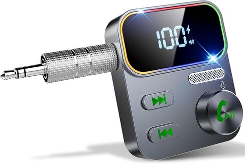 Bluetooth 5.3 Receiver for Car, 2023 Upgraded Enhanced Mic and LED Display, Aux Bluetooth Car Adapter, Wireless Audio Receiver for Car/Home Stereo/Speaker,26H Battery Life in Saudi Arabia