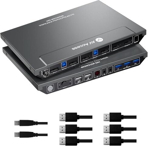AV Access KVM Switch 2 Computers 2 Monitors DisplayPort 8K@60Hz 4K@165hz/144hz, DP KVM Switch Dual Monitors with USB 3.0 Ports, Audio Out, IR Remote, with All Cables in Saudi Arabia