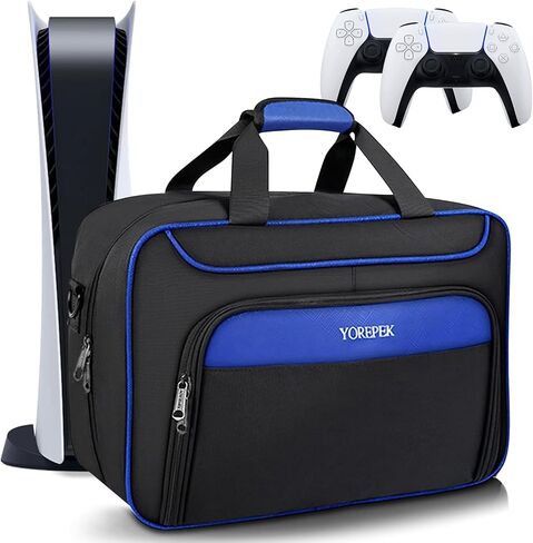 YOREPEK Carrying Case Compatible with PS5, PS5 Pro, Travel Case Suitable for Playstation 5 Discs Digital Edition, Large Capacity Storage bag for Console, Controllers, and Game Accessories, Black in Saudi Arabia