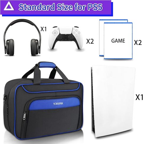 YOREPEK Carrying Case Compatible with PS5, PS5 Pro, Travel Case Suitable for Playstation 5 Discs Digital Edition, Large Capacity Storage bag for Console, Controllers, and Game Accessories, Black in Saudi Arabia