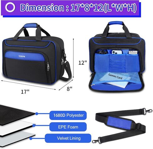 YOREPEK Carrying Case Compatible with PS5, PS5 Pro, Travel Case Suitable for Playstation 5 Discs Digital Edition, Large Capacity Storage bag for Console, Controllers, and Game Accessories, Black in Saudi Arabia