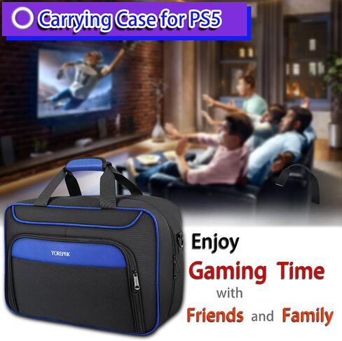YOREPEK Carrying Case Compatible with PS5, PS5 Pro, Travel Case Suitable for Playstation 5 Discs Digital Edition, Large Capacity Storage bag for Console, Controllers, and Game Accessories, Black in Saudi Arabia
