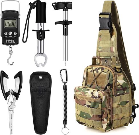 Hungdao 7 Pcs Fishing Tool Kit Fishing Backpack Kit Fishing Pliers Kit Fishing Gear Fish Hook Remover Digital Fish Scale Fish Gripper Sheath Lanyards Fish Hook Separator in Saudi Arabia
