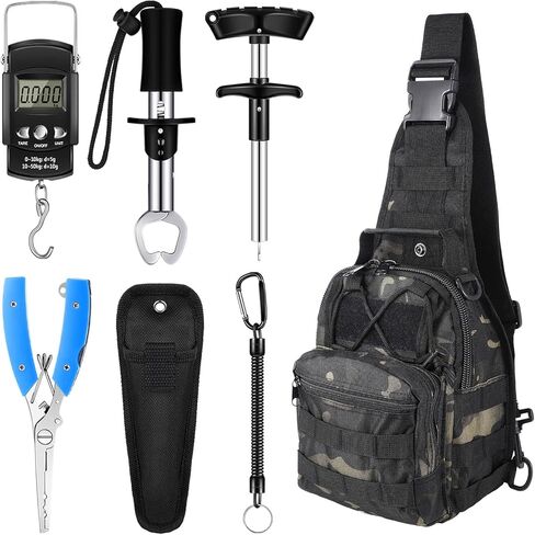 Hungdao 7 Pcs Fishing Tool Kit Fishing Backpack Kit Fishing Pliers Kit Fishing Gear Fish Hook Remover Digital Fish Scale Fish Gripper Sheath Lanyards Fish Hook Separator in Saudi Arabia