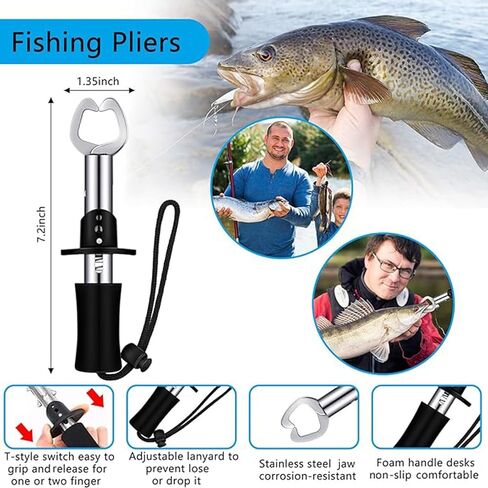 Hungdao 7 Pcs Fishing Tool Kit Fishing Backpack Kit Fishing Pliers Kit Fishing Gear Fish Hook Remover Digital Fish Scale Fish Gripper Sheath Lanyards Fish Hook Separator in Saudi Arabia