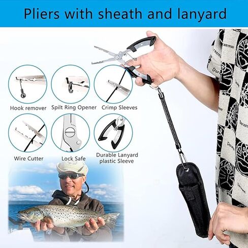 Hungdao 7 Pcs Fishing Tool Kit Fishing Backpack Kit Fishing Pliers Kit Fishing Gear Fish Hook Remover Digital Fish Scale Fish Gripper Sheath Lanyards Fish Hook Separator in Saudi Arabia