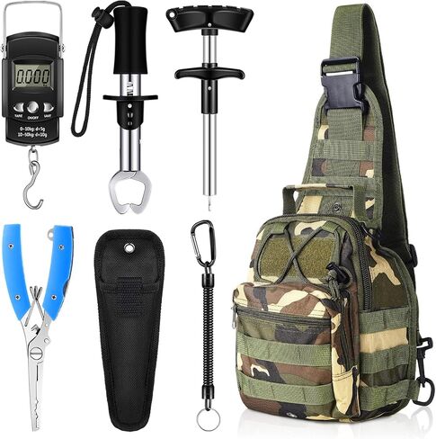 Hungdao 7 Pcs Fishing Tool Kit Fishing Backpack Kit Fishing Pliers Kit Fishing Gear Fish Hook Remover Digital Fish Scale Fish Gripper Sheath Lanyards Fish Hook Separator in Saudi Arabia