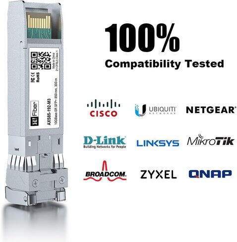 وحدة SFP+ LC أحادية الوضع 10G، جهاز إرسال واستقبال 10GBase-LR Lite SFP+ IR لـ Cisco SFP-10G-LRM2، Meraki، Ubiquiti، Mikrotik، Netgear AXM764، D-Link والمزيد (SMF، 1310 نانومتر، 1.4 كم، DDM) in Kuwait