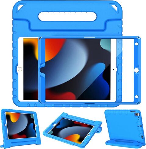 حافظة LTROP للأطفال لجهاز iPad 9th/ 8th/ 7th Generation (2021/2020/ 2019)، حافظة iPad 10.2 للأطفال، حافظة بمقبض مقاوم للصدمات لجهاز iPad 9/8/ 7 Gen 10.2 بوصة - أزرق in Kuwait