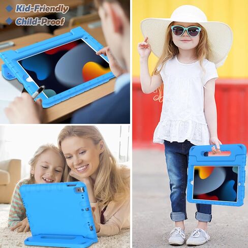 حافظة LTROP للأطفال لجهاز iPad 9th/ 8th/ 7th Generation (2021/2020/ 2019)، حافظة iPad 10.2 للأطفال، حافظة بمقبض مقاوم للصدمات لجهاز iPad 9/8/ 7 Gen 10.2 بوصة - أزرق in Kuwait