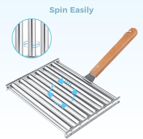 2Pcs Hot Dog Roller for Grill, Stainless Steel Sausage Roller Rack with Extra Long Wood Handle, BBQ Hot Dog Griller for Evenly Cooked Hot Dogs, 10 Hot Dog Capacity, 6.5 x 5.5 Inch in Saudi Arabia