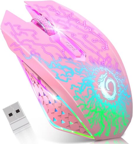 VersionTECH. Wireless Gaming Mouse, Rechargeable Computer Mouse Mice with Colorful LED Lights, Silent Click, 2.4G USB Nano Receiver, 3 Level DPI for PC Gamer Laptop Desktop Chromebook Mac-Black in Saudi Arabia