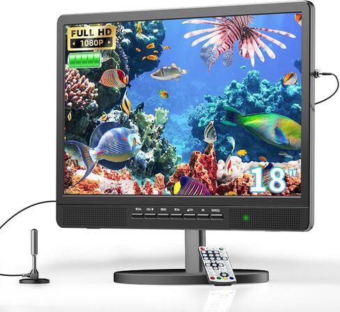 NORTHING 18" Portable TV with Bracket, 6500mAh Rechargeable Battery 1080P Portable Small TV, Battery Operated TV for Camping Home Patio in Kuwait