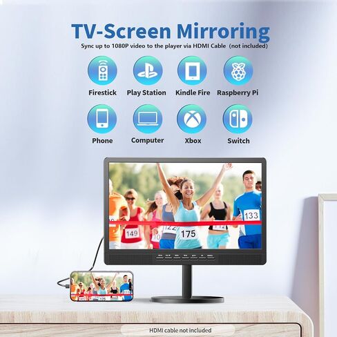NORTHING 18" Portable TV with Bracket, 6500mAh Rechargeable Battery 1080P Portable Small TV, Battery Operated TV for Camping Home Patio in Kuwait