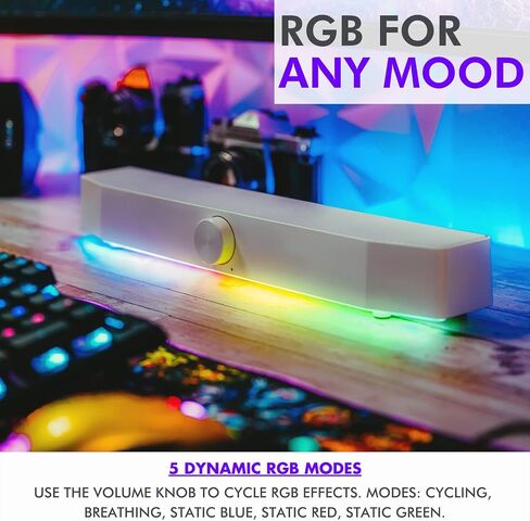 Tilted Nation Monitor Sound Bar for PC Desktop - Gaming Soundbar - LED RGB Computer Speakers with USB Wired or Wireless Bluetooth 5.0, 3.5 AUX in Saudi Arabia