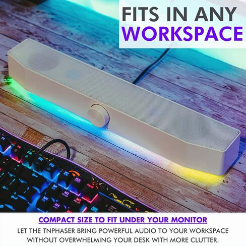Tilted Nation Monitor Sound Bar for PC Desktop - Gaming Soundbar - LED RGB Computer Speakers with USB Wired or Wireless Bluetooth 5.0, 3.5 AUX in Saudi Arabia