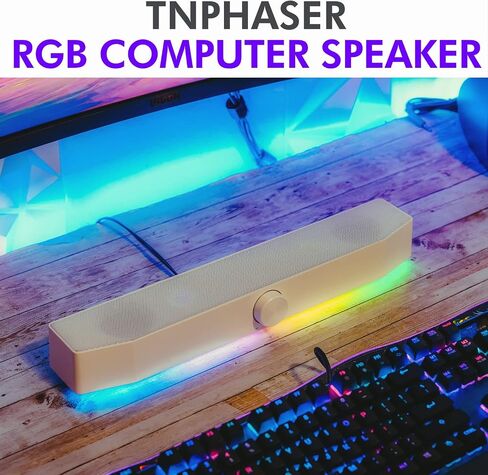 Tilted Nation Monitor Sound Bar for PC Desktop - Gaming Soundbar - LED RGB Computer Speakers with USB Wired or Wireless Bluetooth 5.0, 3.5 AUX in Saudi Arabia