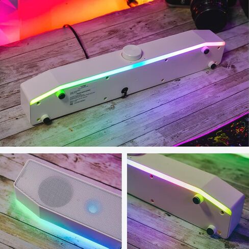 Tilted Nation Monitor Sound Bar for PC Desktop - Gaming Soundbar - LED RGB Computer Speakers with USB Wired or Wireless Bluetooth 5.0, 3.5 AUX in Saudi Arabia