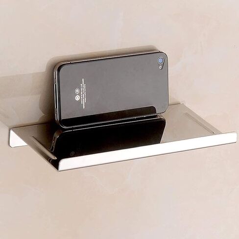 Bathroom Small Cell Phone Shelf Stainless Steel Anti-Slip Phone Holder Stand Wall Mounted for Small Speaker Smartphone Baby Wipes, Polished Chrome in Saudi Arabia