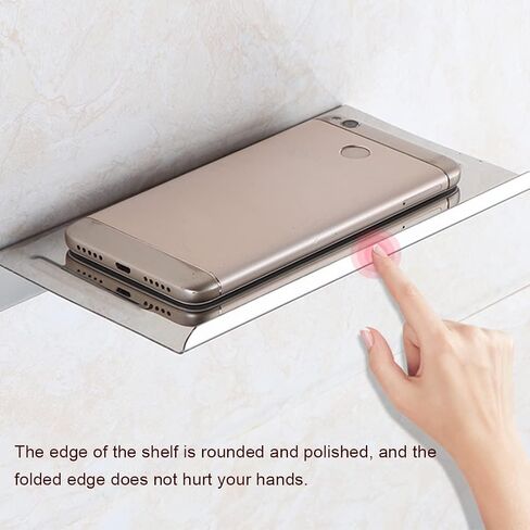 Bathroom Small Cell Phone Shelf Stainless Steel Anti-Slip Phone Holder Stand Wall Mounted for Small Speaker Smartphone Baby Wipes, Polished Chrome in Saudi Arabia