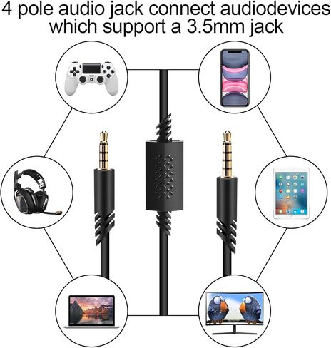 Replacement A40 Cord Compatible with Astro A40 Cable Headset,TPE Cable A40 Inline Mute Cable 2.0M Audio Cable for Astro A10/A40TR Gaming Headset,Compatible with PS5/PS4 Controller 6.6 Feet,Black in Saudi Arabia