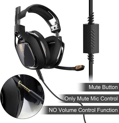 Replacement A40 Cord Compatible with Astro A40 Cable Headset,TPE Cable A40 Inline Mute Cable 2.0M Audio Cable for Astro A10/A40TR Gaming Headset,Compatible with PS5/PS4 Controller 6.6 Feet,Black in Saudi Arabia