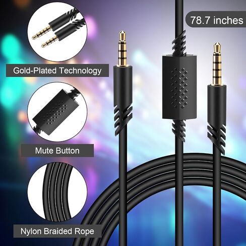 Replacement A40 Cord Compatible with Astro A40 Cable Headset,TPE Cable A40 Inline Mute Cable 2.0M Audio Cable for Astro A10/A40TR Gaming Headset,Compatible with PS5/PS4 Controller 6.6 Feet,Black in Saudi Arabia