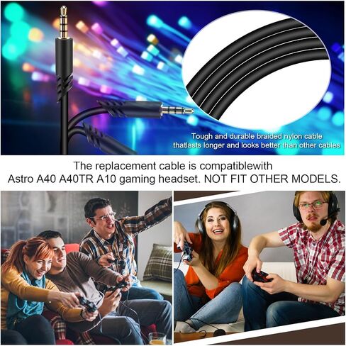 Replacement A40 Cord Compatible with Astro A40 Cable Headset,TPE Cable A40 Inline Mute Cable 2.0M Audio Cable for Astro A10/A40TR Gaming Headset,Compatible with PS5/PS4 Controller 6.6 Feet,Black in Saudi Arabia